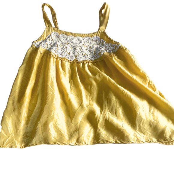 CHELSEA FLOWER 100% Silk Yellow Gold Camisole Top M - Picture 2 of 10